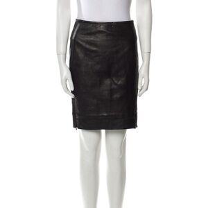 Diane Von Furstenberg Black Leather Skirt